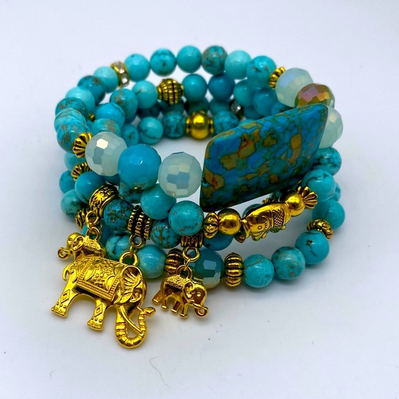 Handmade by BG Jewelry - Stackable elephant 🐘 bracelet Set